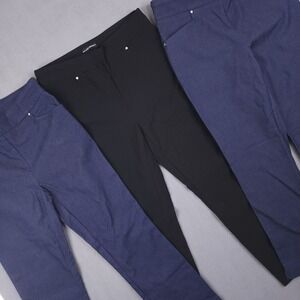 Hilary Radley Slim Leg Pants Womens S-M Blue Black Lot Of 3 Workwear Minimalist
